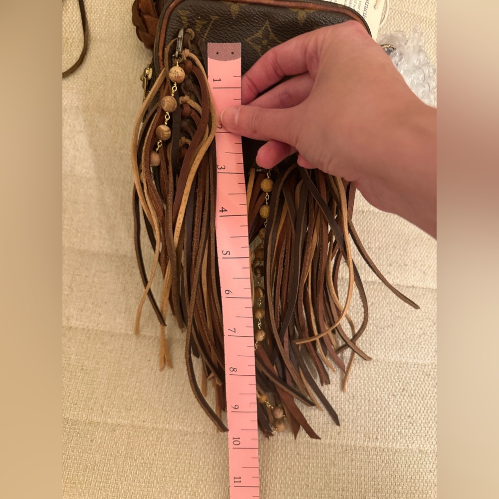 NEW Vintage Boho Bag Revamped Louis Vuitton sidekick crossbody bag with fringe - Picture 9 of 14